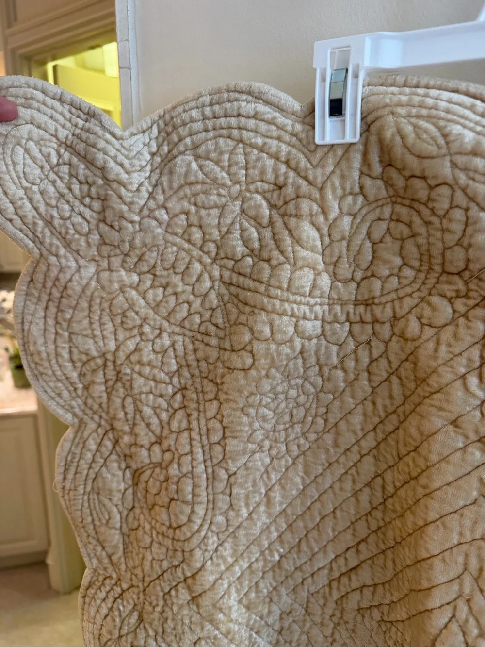 Quilted Pillowcases in Taupe Beige - Elegant Paisley & Diamond Stitch